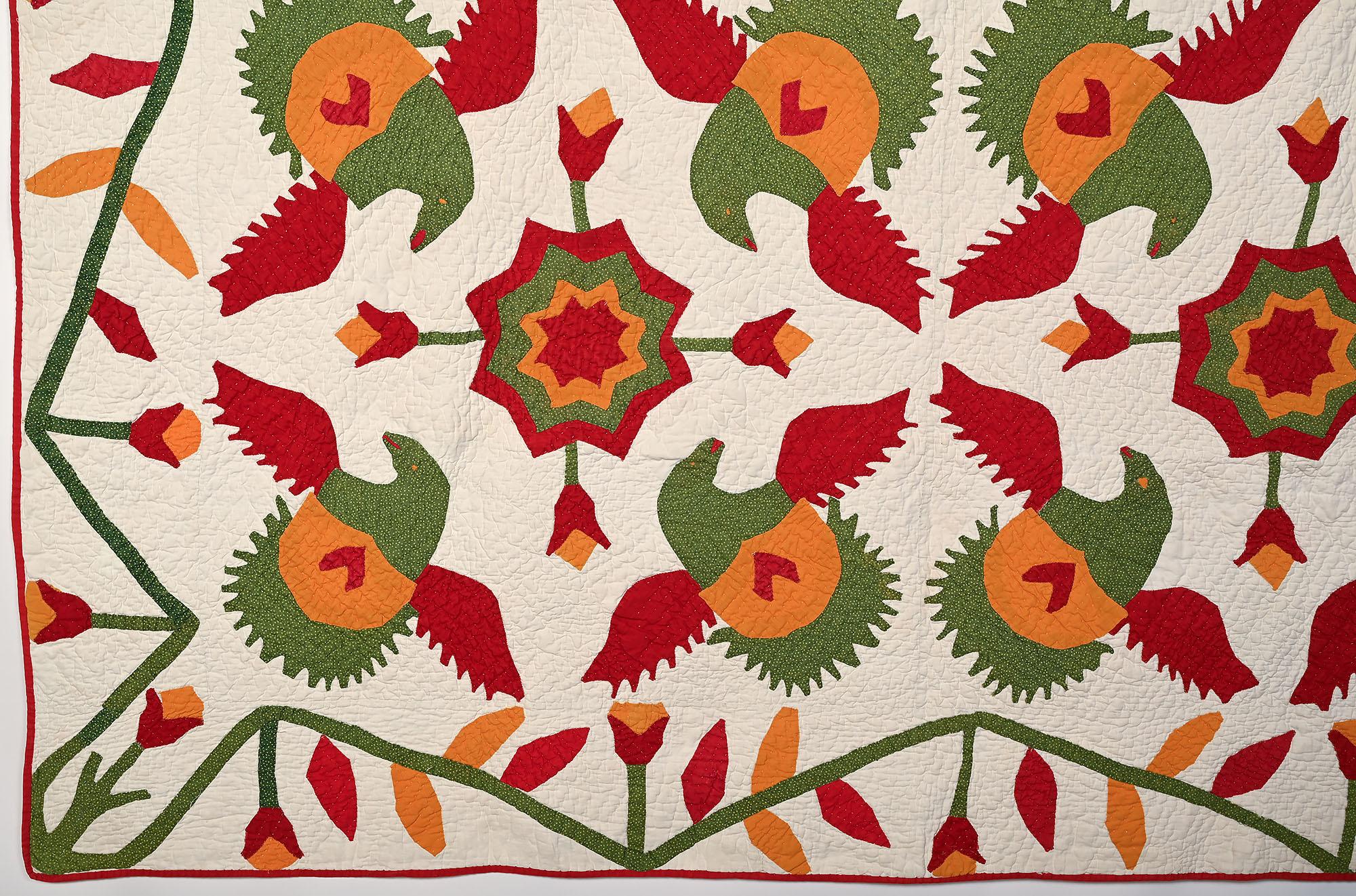 Floral Applique Quilt with Eagles In Excellent Condition For Sale In Darnestown, MD