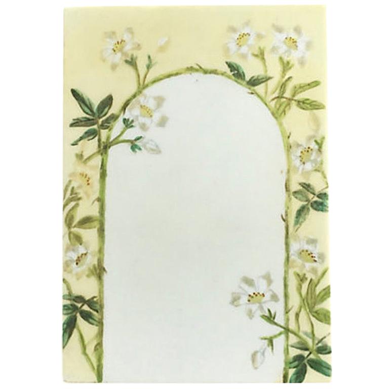 Floral Archway Yellow Green and White Porcelain Menu For Sale