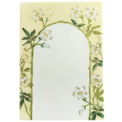 Antique Floral Archway Yellow Green and White Porcelain Menu