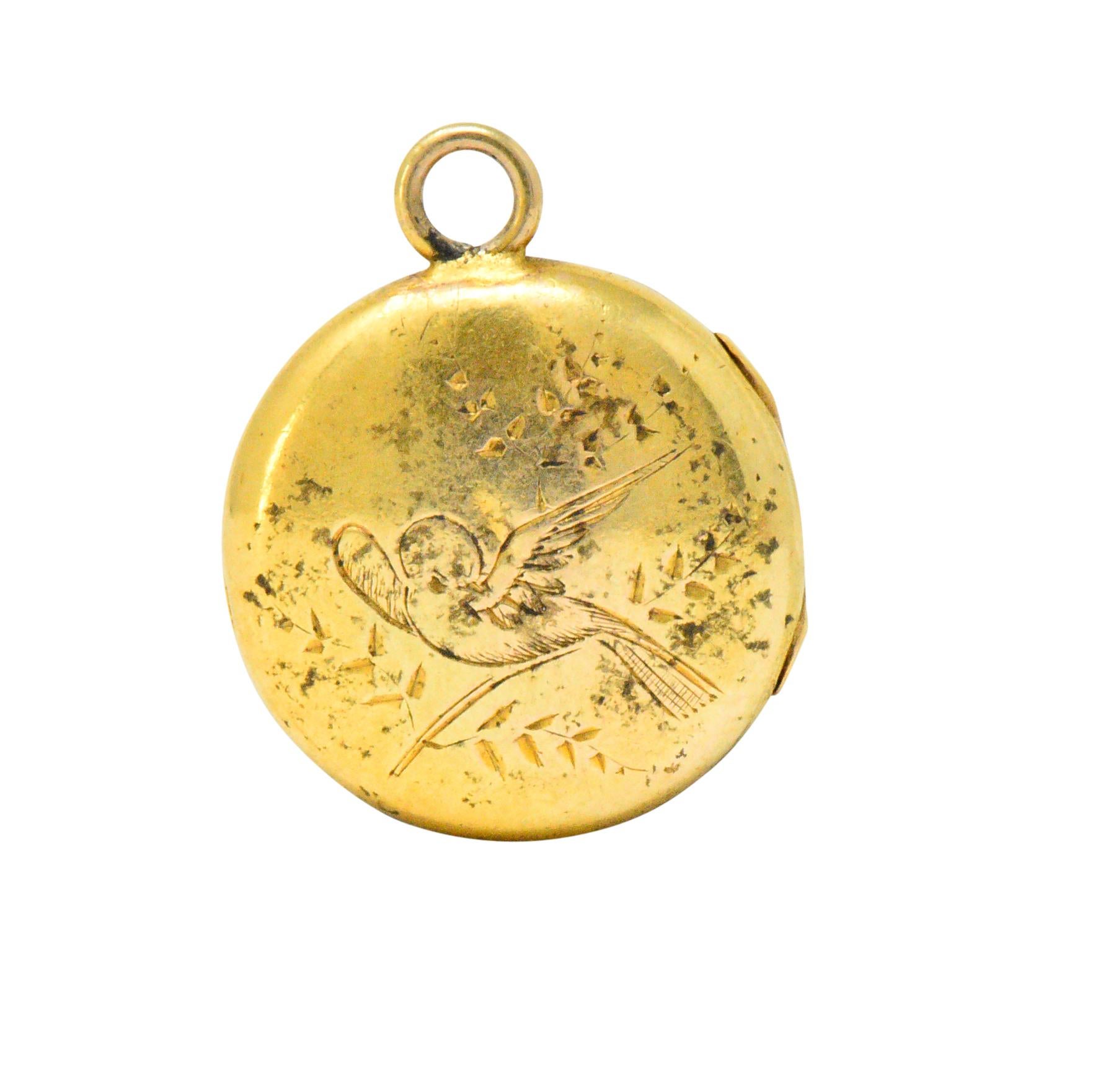 Floral Art Nouveau 14 Karat Tri-Color Gold Flower Locket Pendant (Art nouveau)