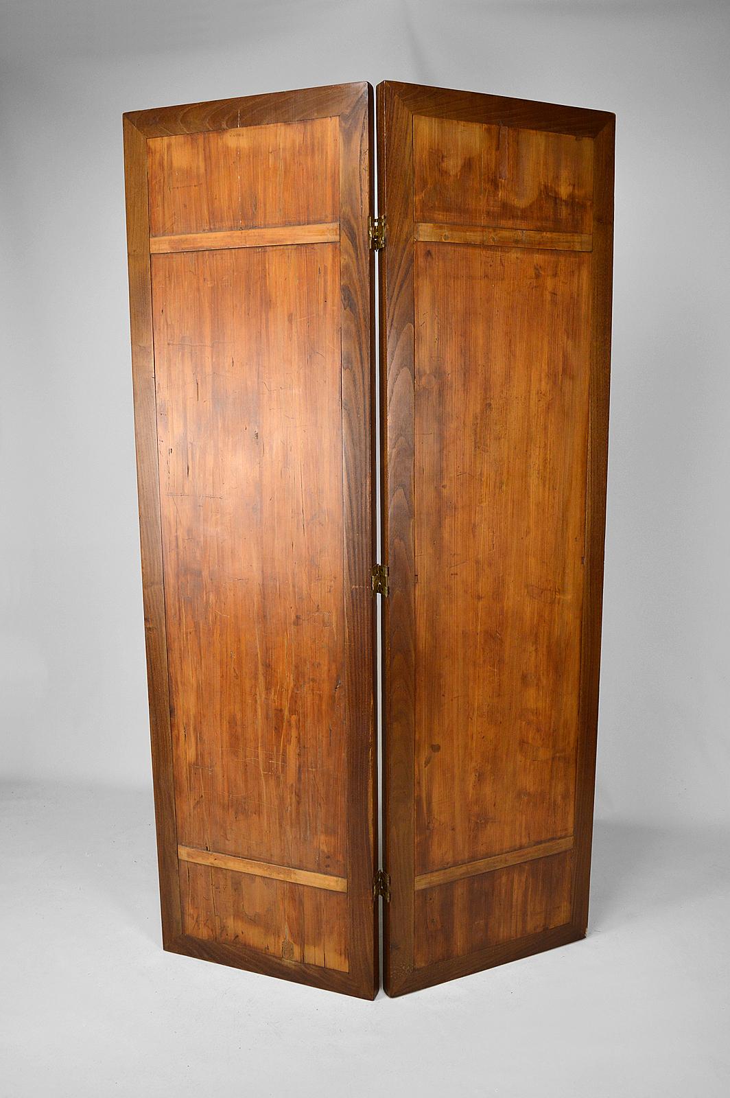 Floral Art Nouveau Japonism Folding Screen in Carved Wood, France, circa 1890 6