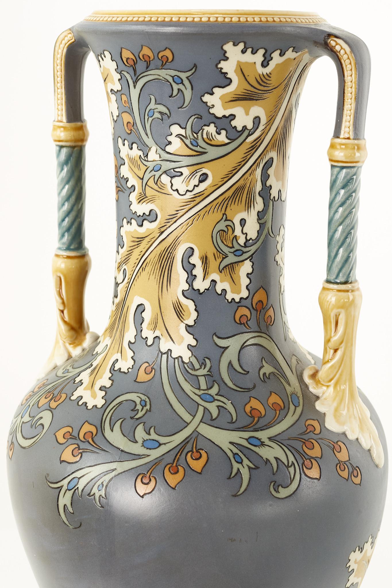 Floral Art Nouveau Vase by Mettlach, Later Villeroy & Boch, a Pair For Sale 4