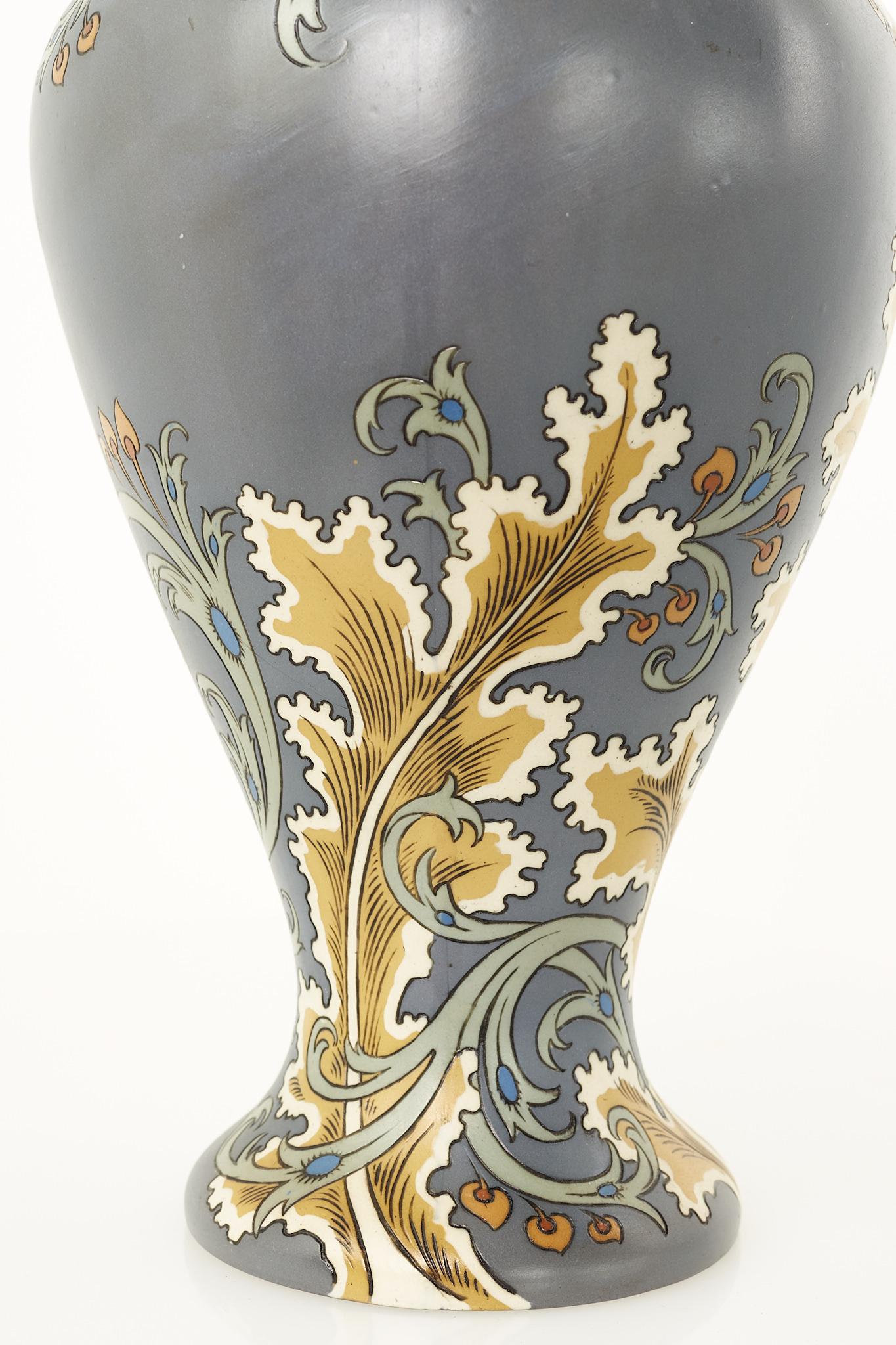 Floral Art Nouveau Vase by Mettlach, Later Villeroy & Boch, a Pair For Sale 5
