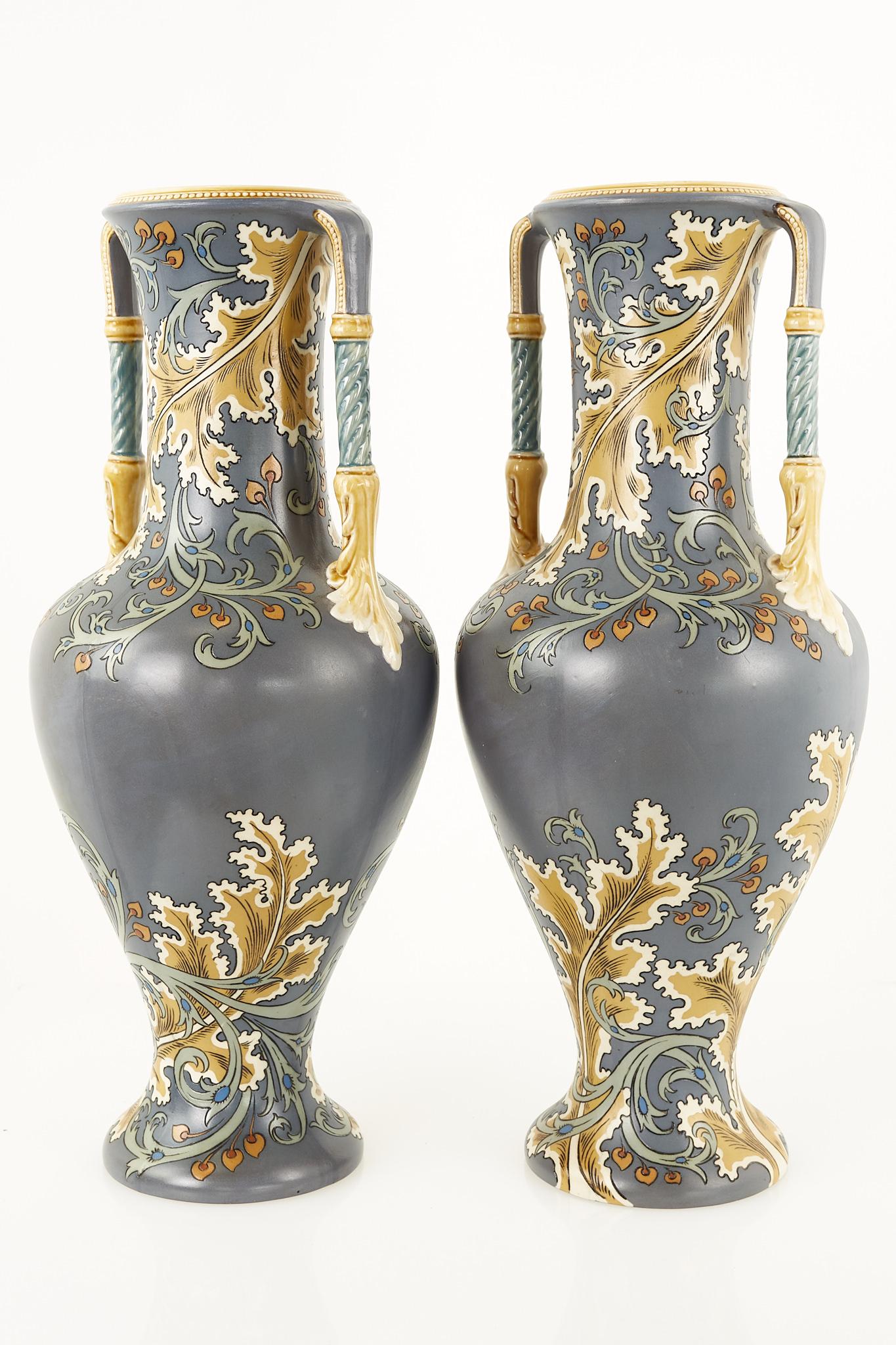 Floral Art Nouveau vase by Mettlach, later Villeroy & Boch - a pair

Each vase measures: 7 wide x 7 deep x 17 inches high

This pair is in excellent vintage condition

We take our photos in a controlled lighting studio to show as much detail