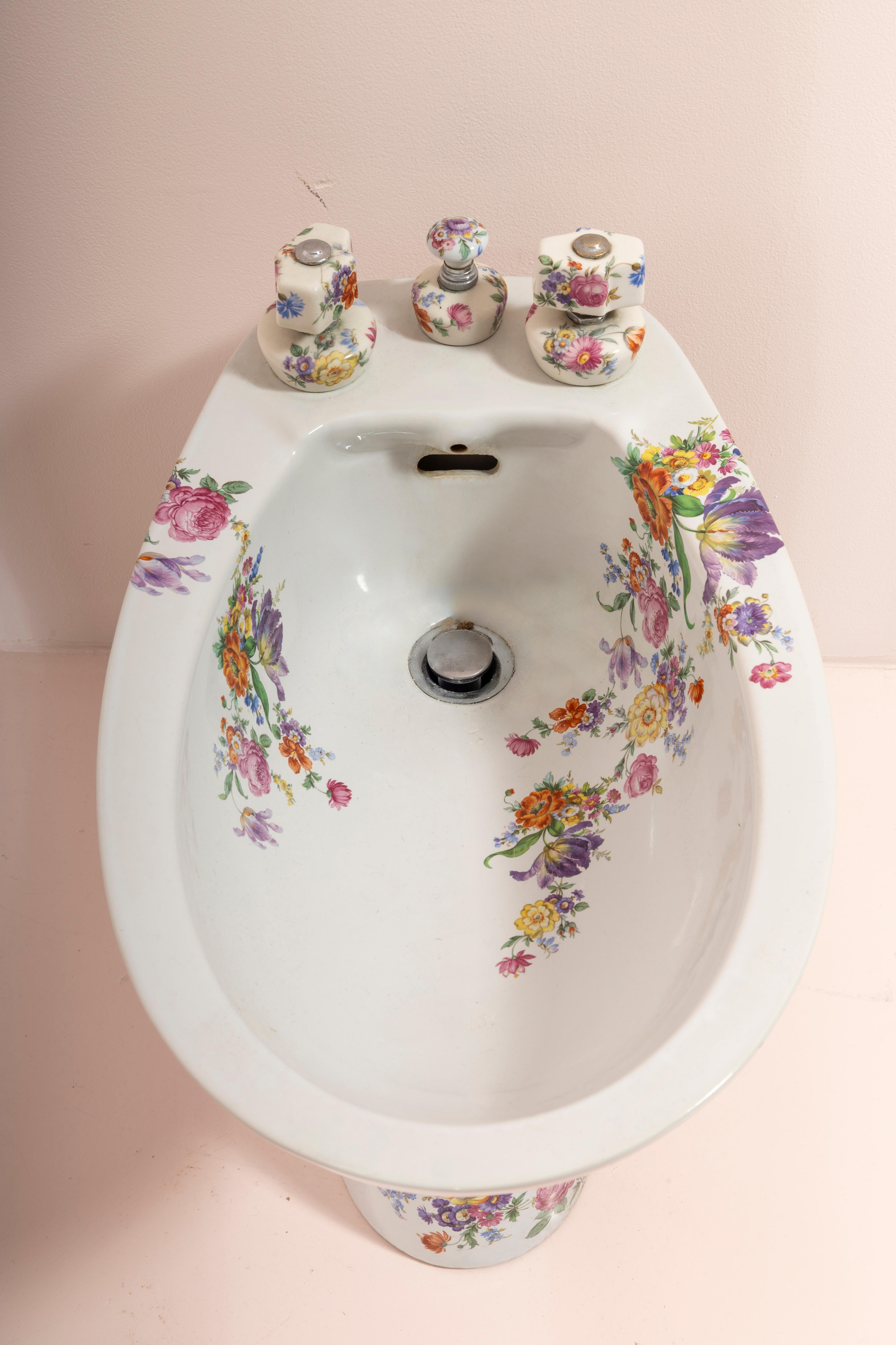 Blumen-Bad-Set von Richard Ginori, Lavenite-Serie, Italien, 1950er Jahre im Angebot 3