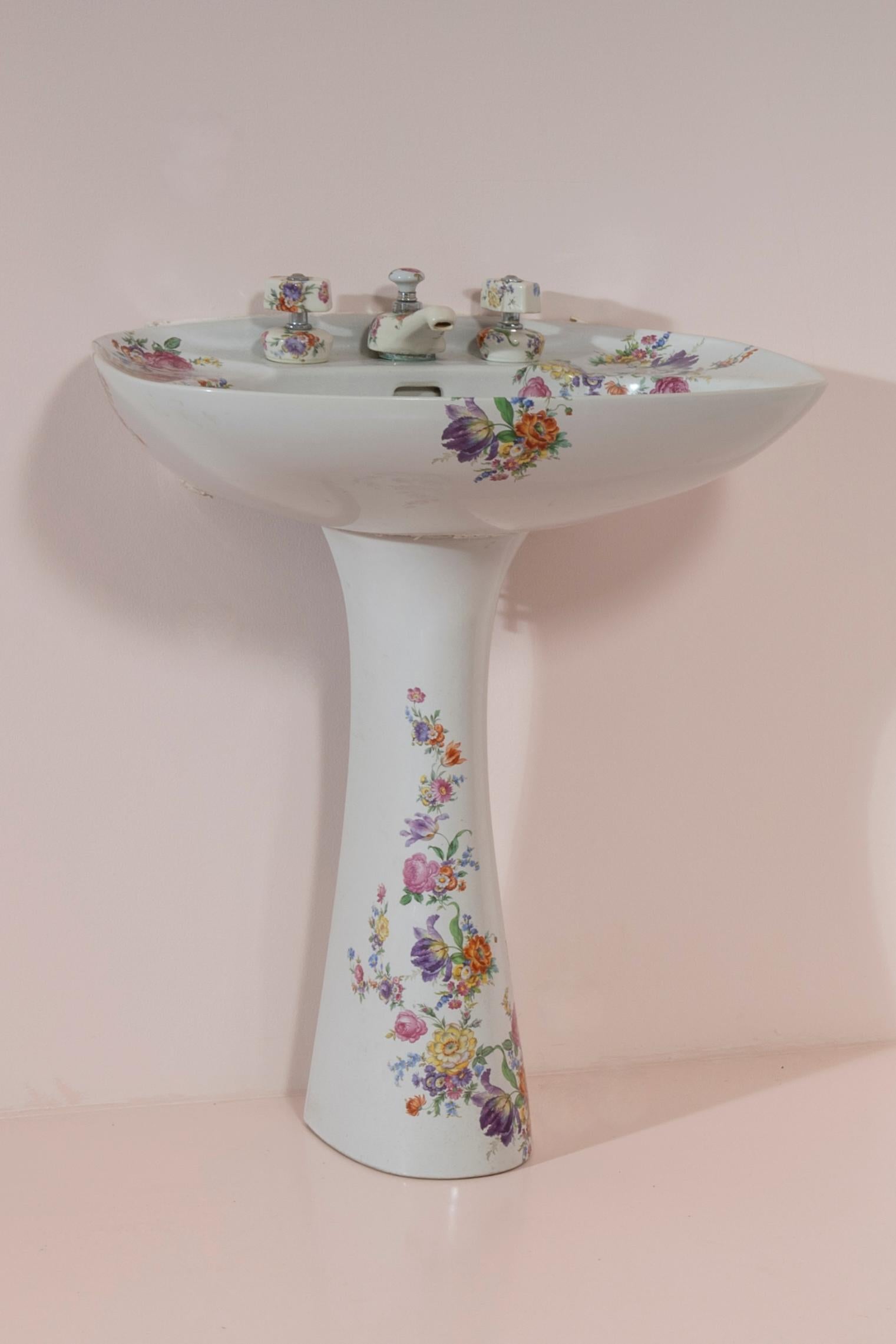 Blumen-Bad-Set von Richard Ginori, Lavenite-Serie, Italien, 1950er Jahre (Keramik) im Angebot