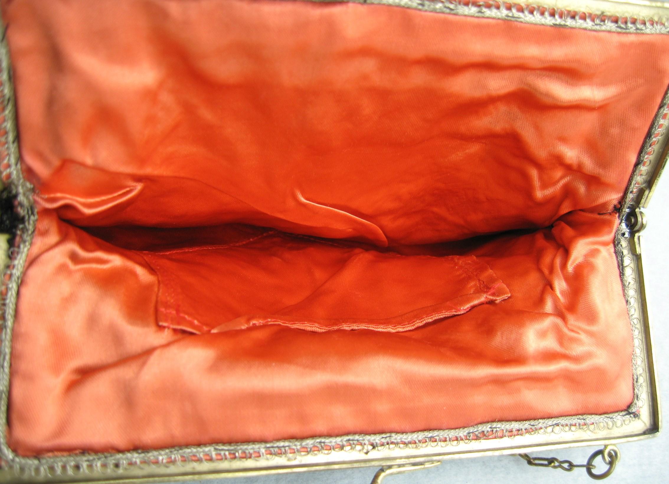 Floral Beaded Flapper Silk Hand Bag Antique 2