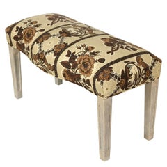Floral Bench with Painted Wood Frame