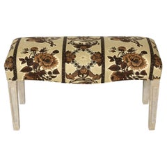 Floral Bench with Painted Wood Frame
