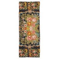 Floral Bessarabian Kilim Rug Fragment, Mid-20th Century, 3’8” × 10’0