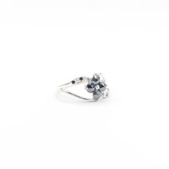 Floral Black & White Diamond Ring in 18k White Gold