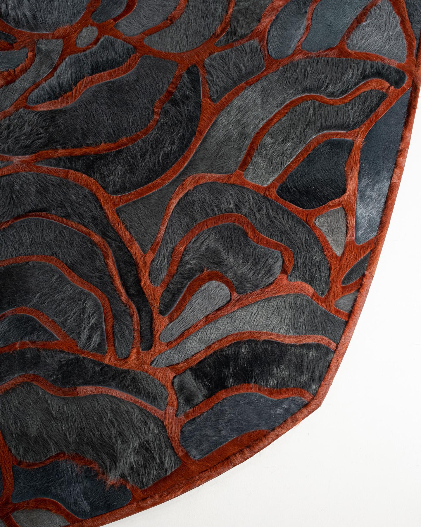 This Bloom Hide Rug was designed in collaboration between Kyle Bunting and Interior Designer Marc Thee for their 2018 rug collection. 

About the Design:
The lush, overlapping blossoms of Bloom, harnessed only by the border that surrounds them,