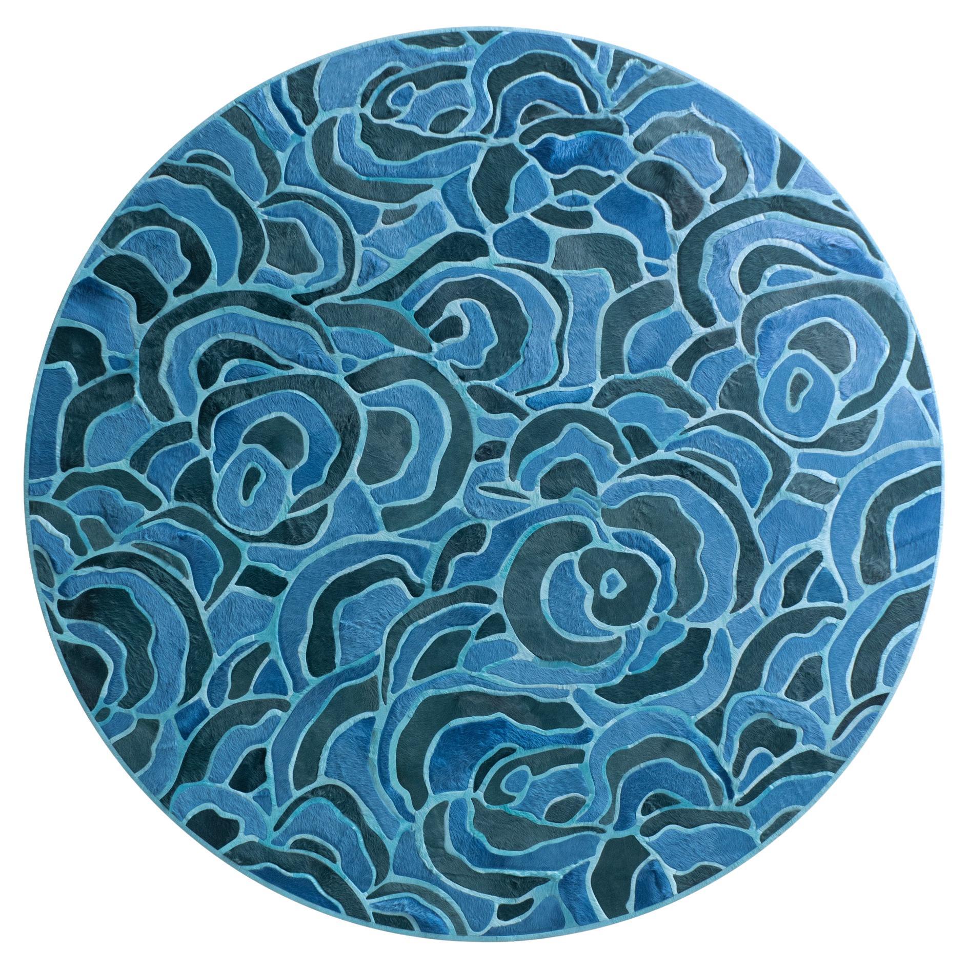 Floral "Bloom" Hide Rug by Marc Thee (14ft Diameter)