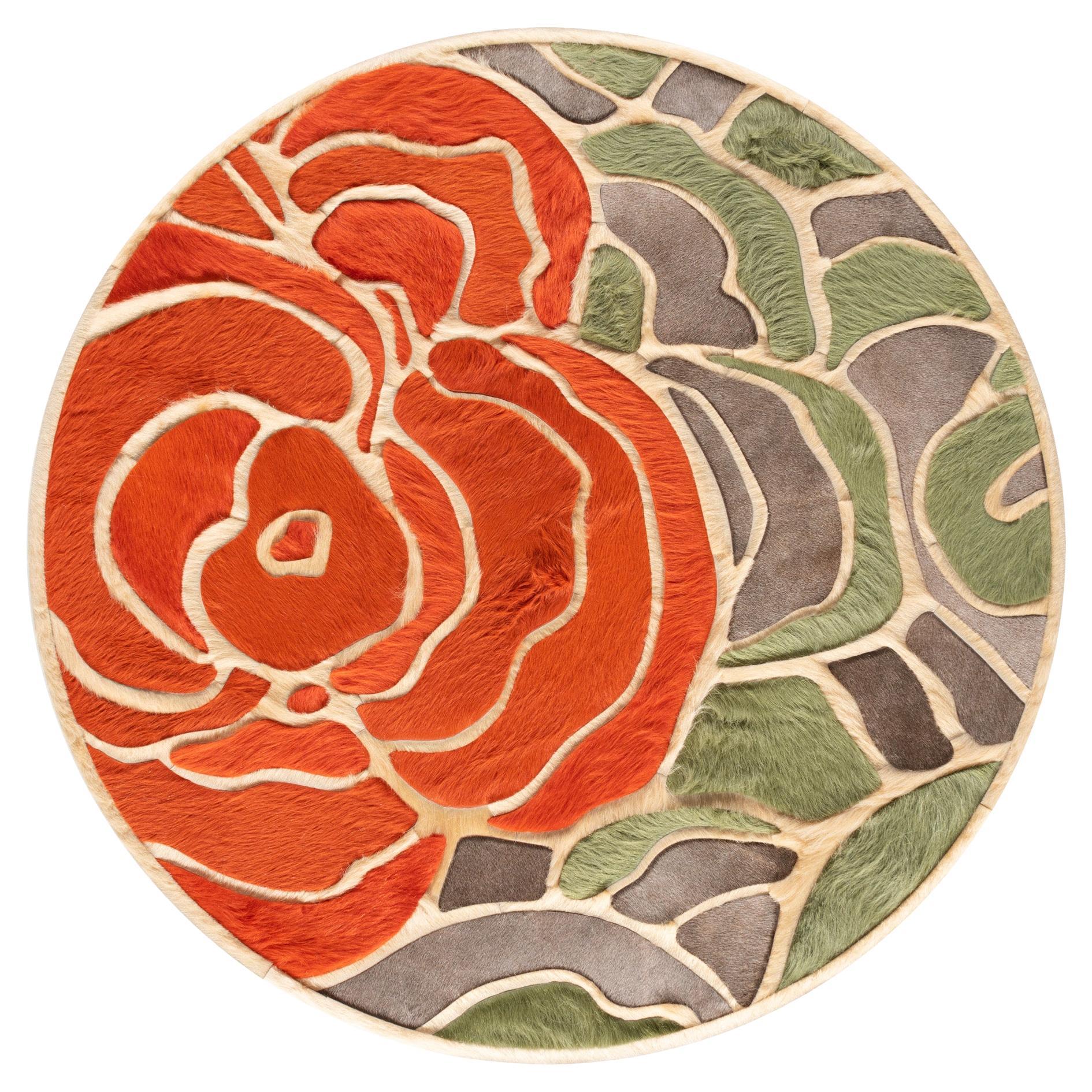 Floral "Bloom" Hide Rug by Marc Thee (4ft Diameter)