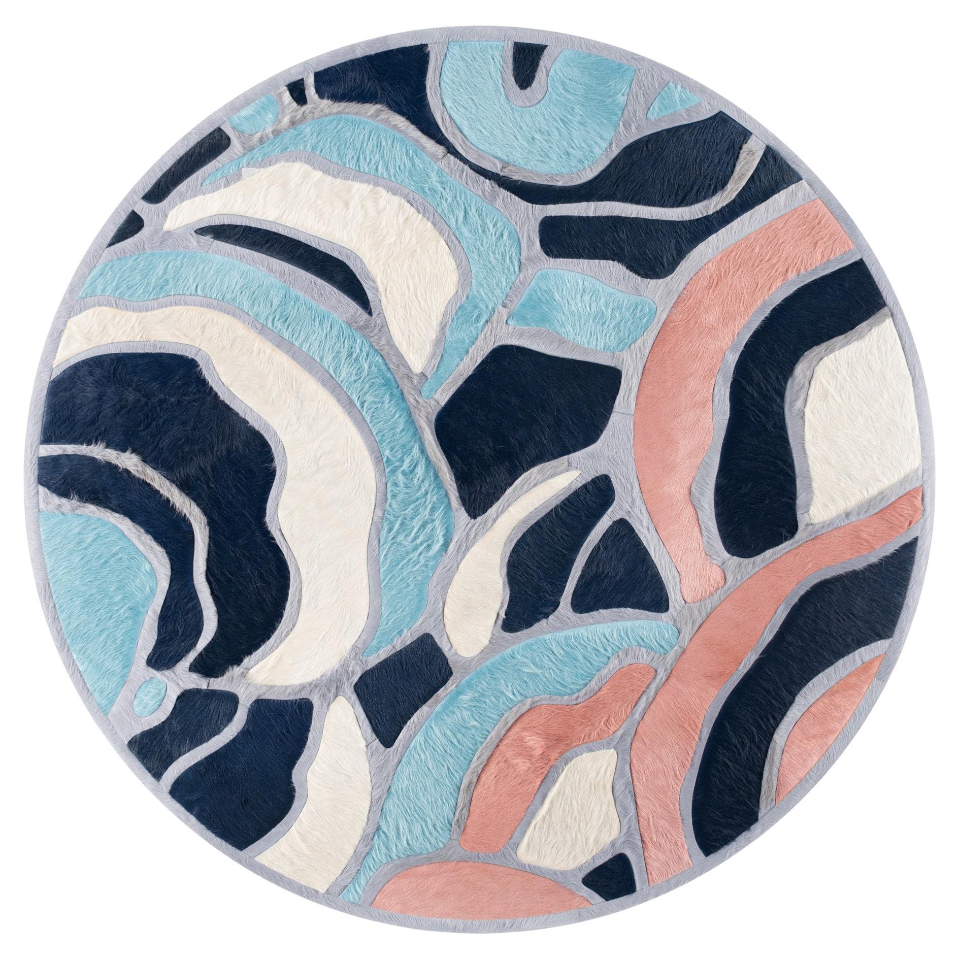 Floral "Bloom" Hide Rug by Marc Thee (5ft 3in Diameter)