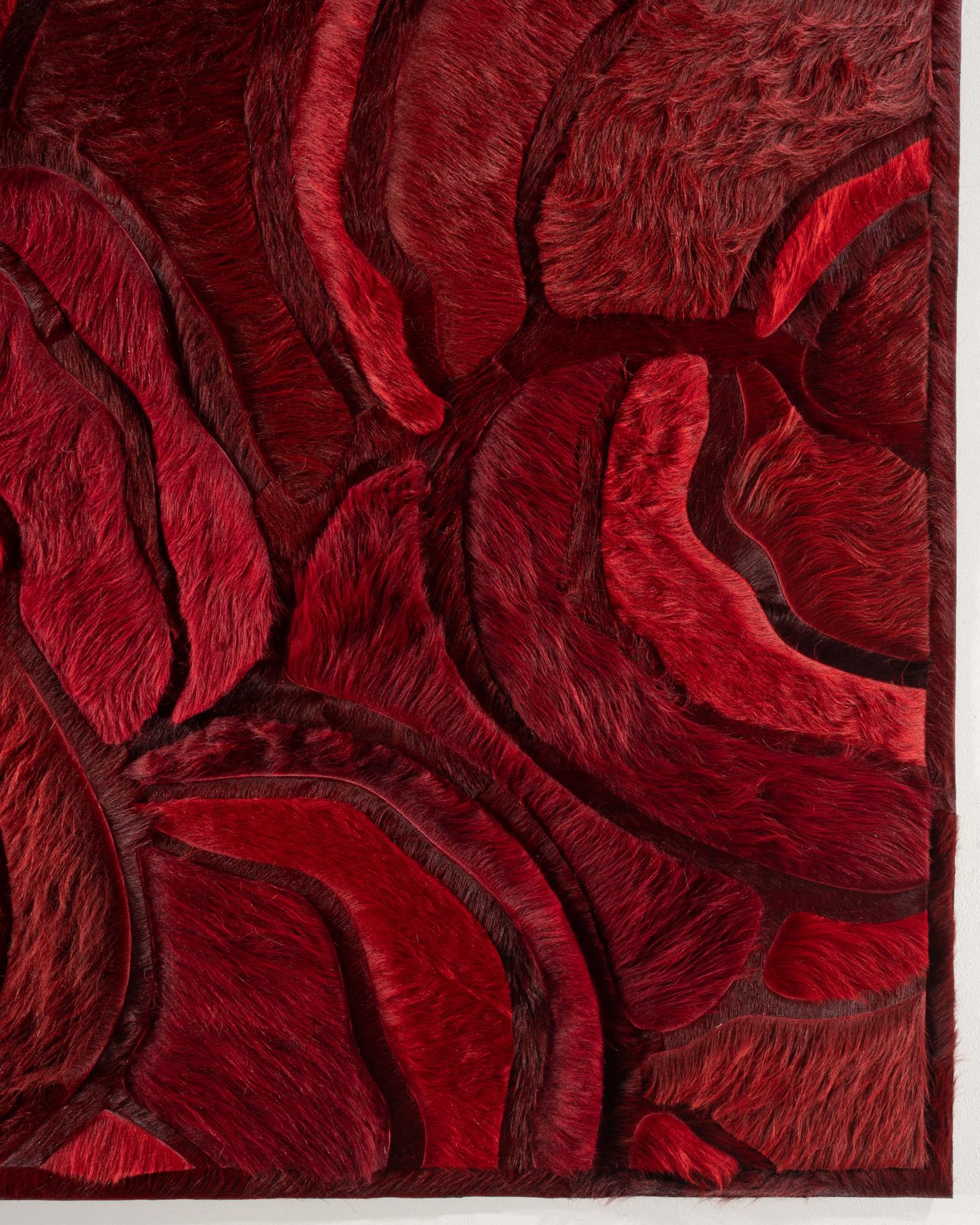 This Bloom Hide Rug was designed in collaboration between Kyle Bunting and Interior Designer Marc Thee for their 2018 rug collection. 

About the Design:
The lush, overlapping blossoms of Bloom, harnessed only by the border that surrounds them,