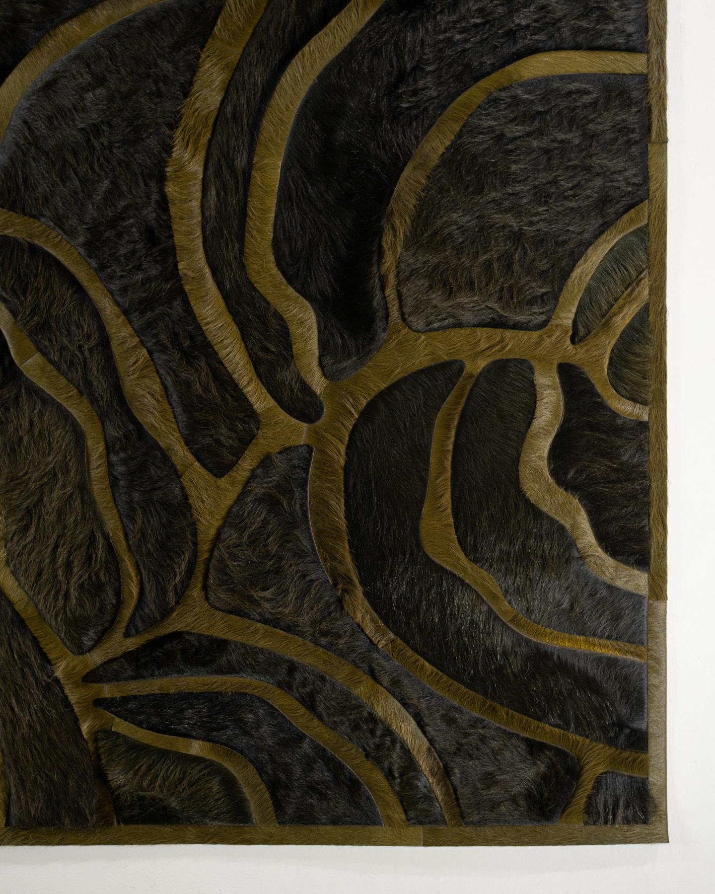 This Bloom Hide Rug was designed in collaboration between Kyle Bunting and Interior Designer Marc Thee for their 2018 rug collection. 

About the Design:
The lush, overlapping blossoms of Bloom, harnessed only by the border that surrounds them,