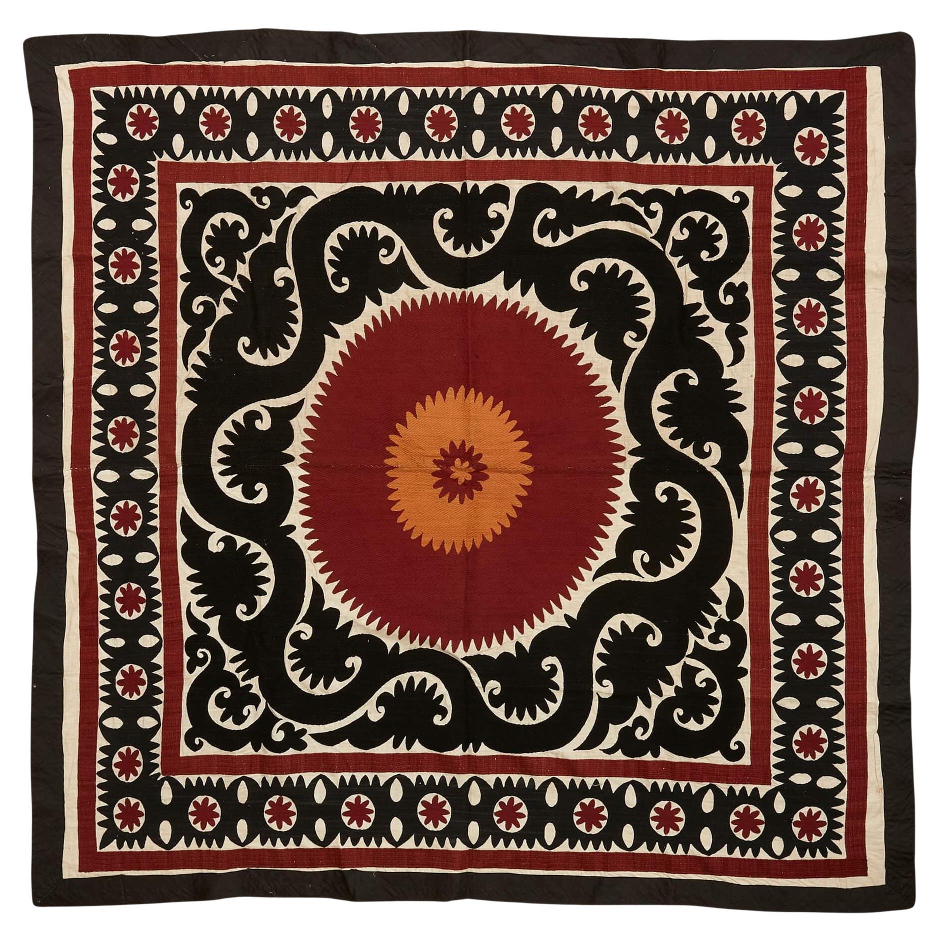 Floral Bolinpush Suzani Textile From Central Asia For Sale