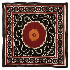 Antique Floral Bolinpush Suzani Textile From Central Asia