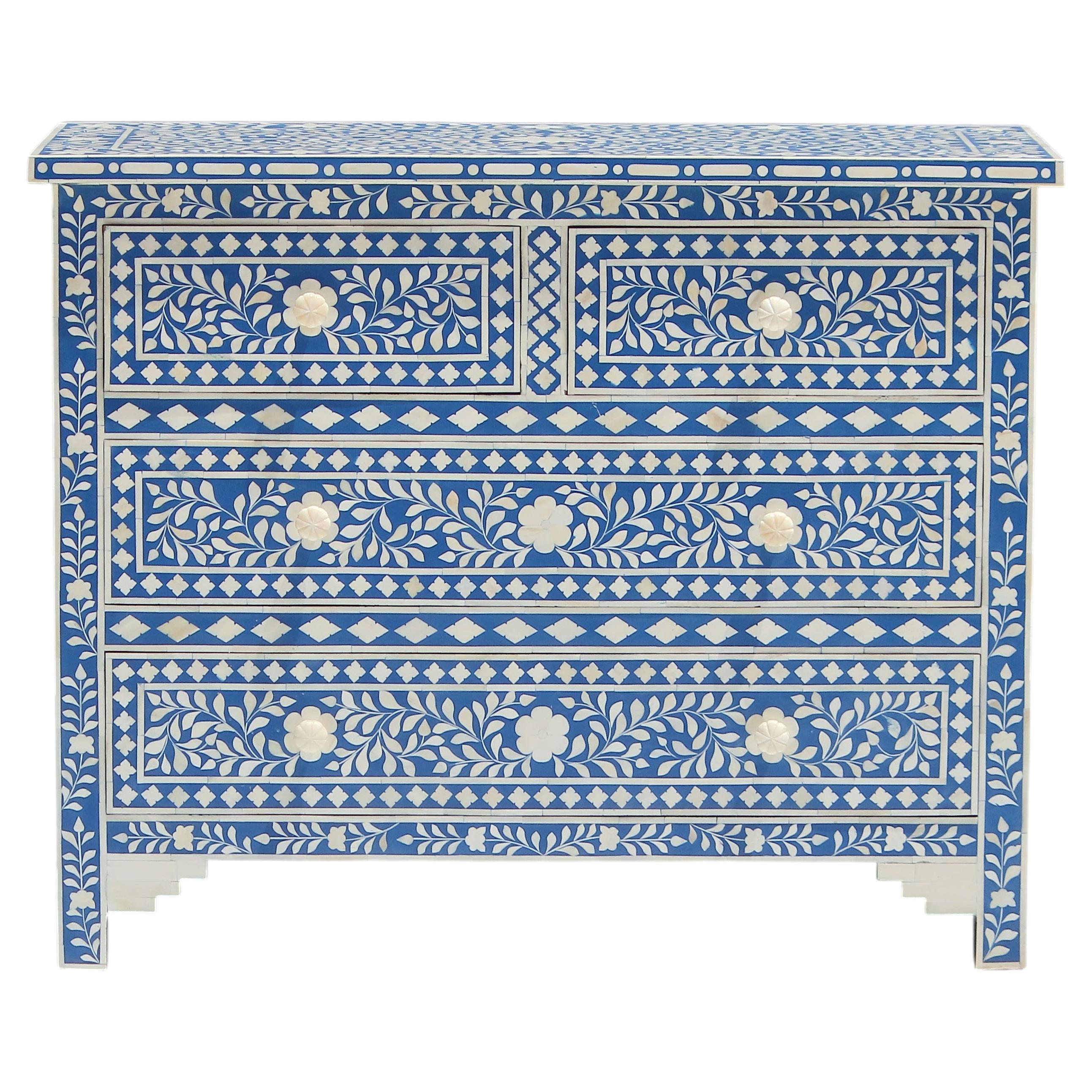 Floral Bone Inlay Statement Dresser in Choice of Color by House of Jaipur