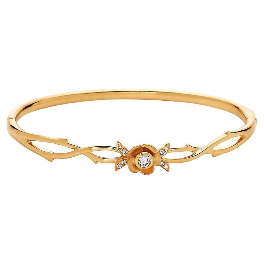 Floral Bracelet with Diamonds Made in 18k Gold For Sale