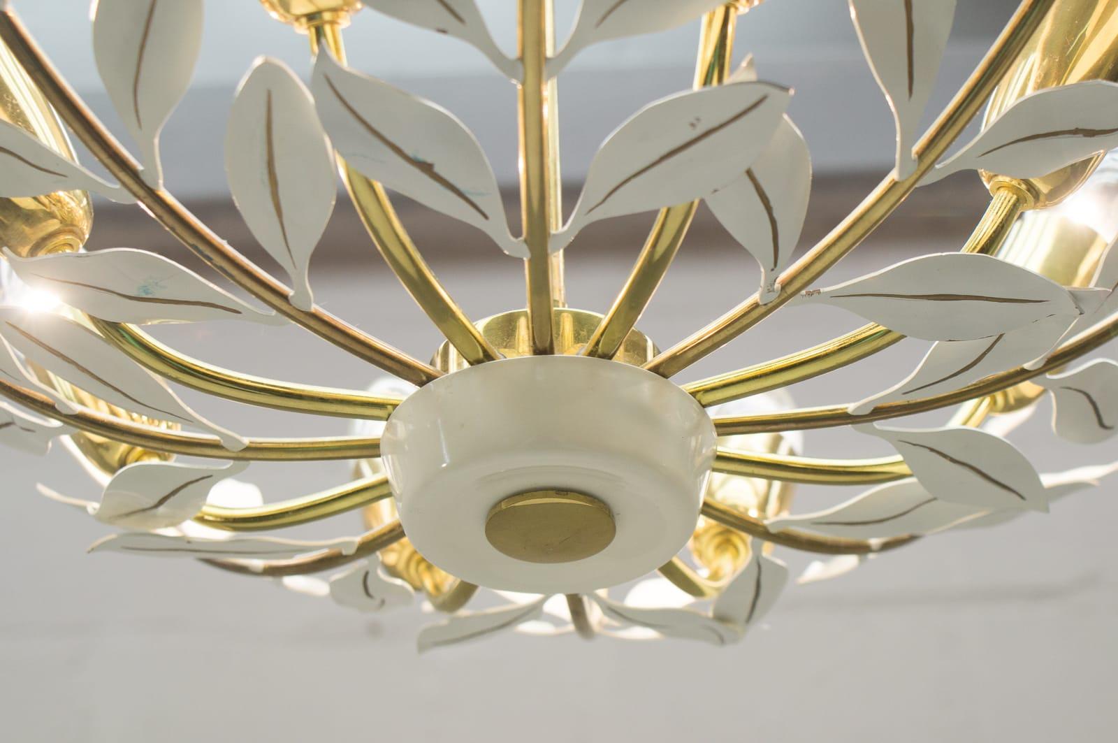 Floral Brass Sputnik Ceiling Lamp by Vereinigten Werkstätten München, 1950s 1