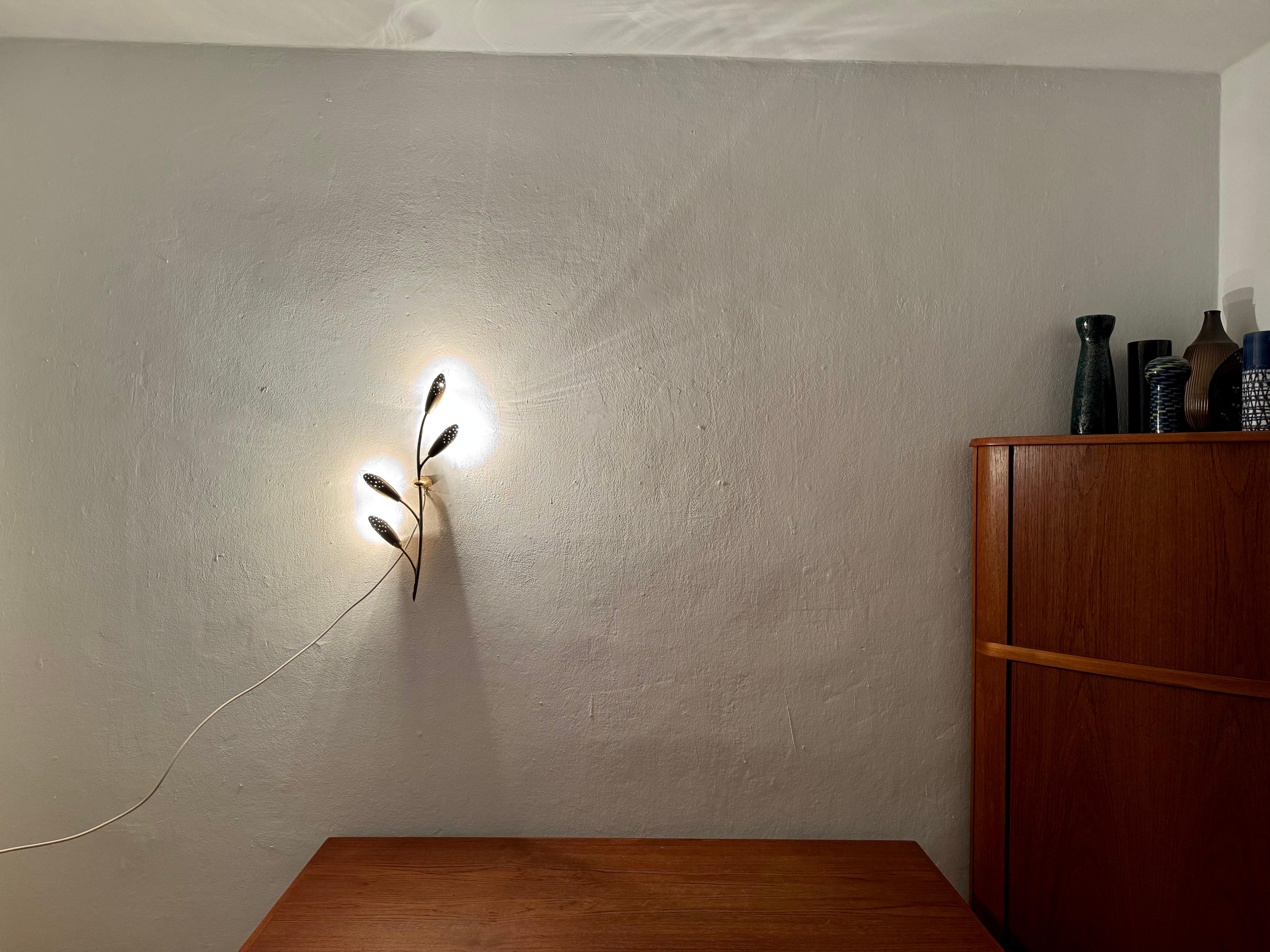 Floral Brass Wall Lamp by Rupert Nikoll For Sale 6