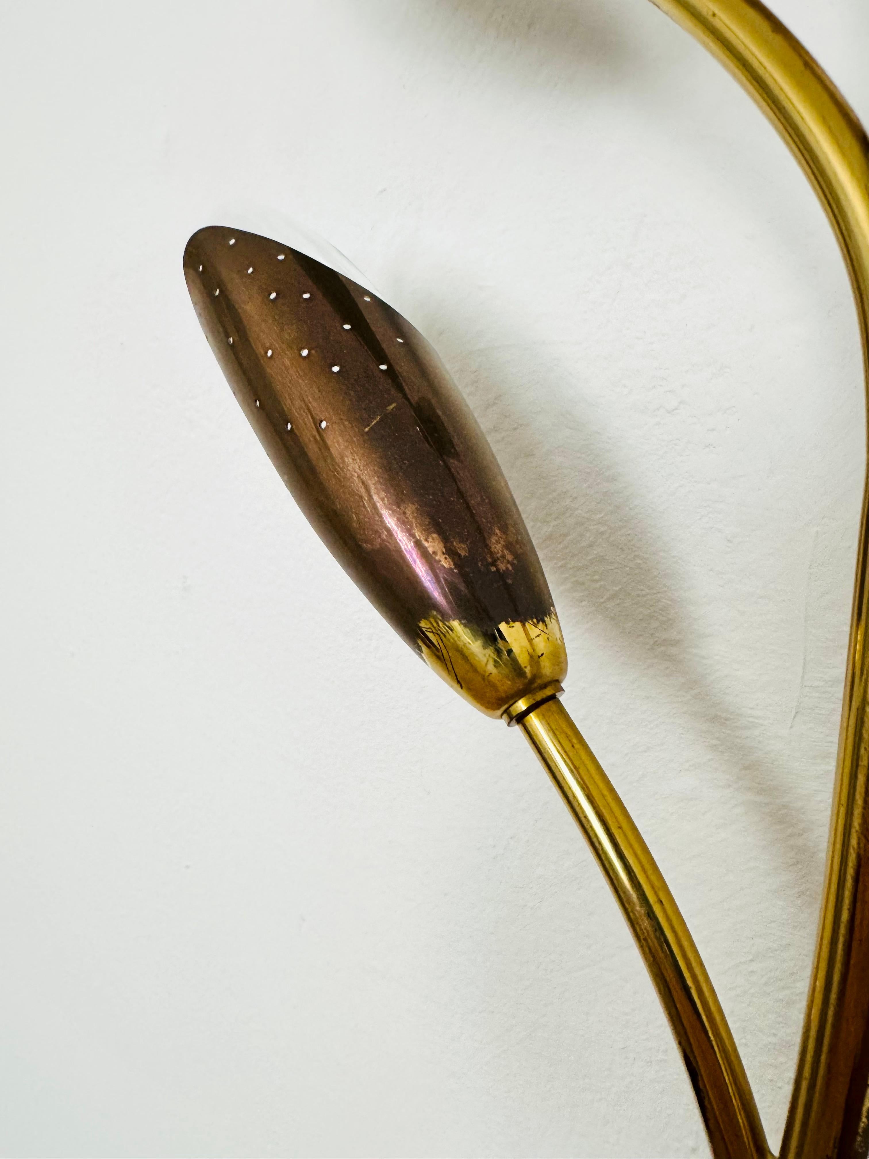 Floral Brass Wall Lamp by Rupert Nikoll For Sale 1
