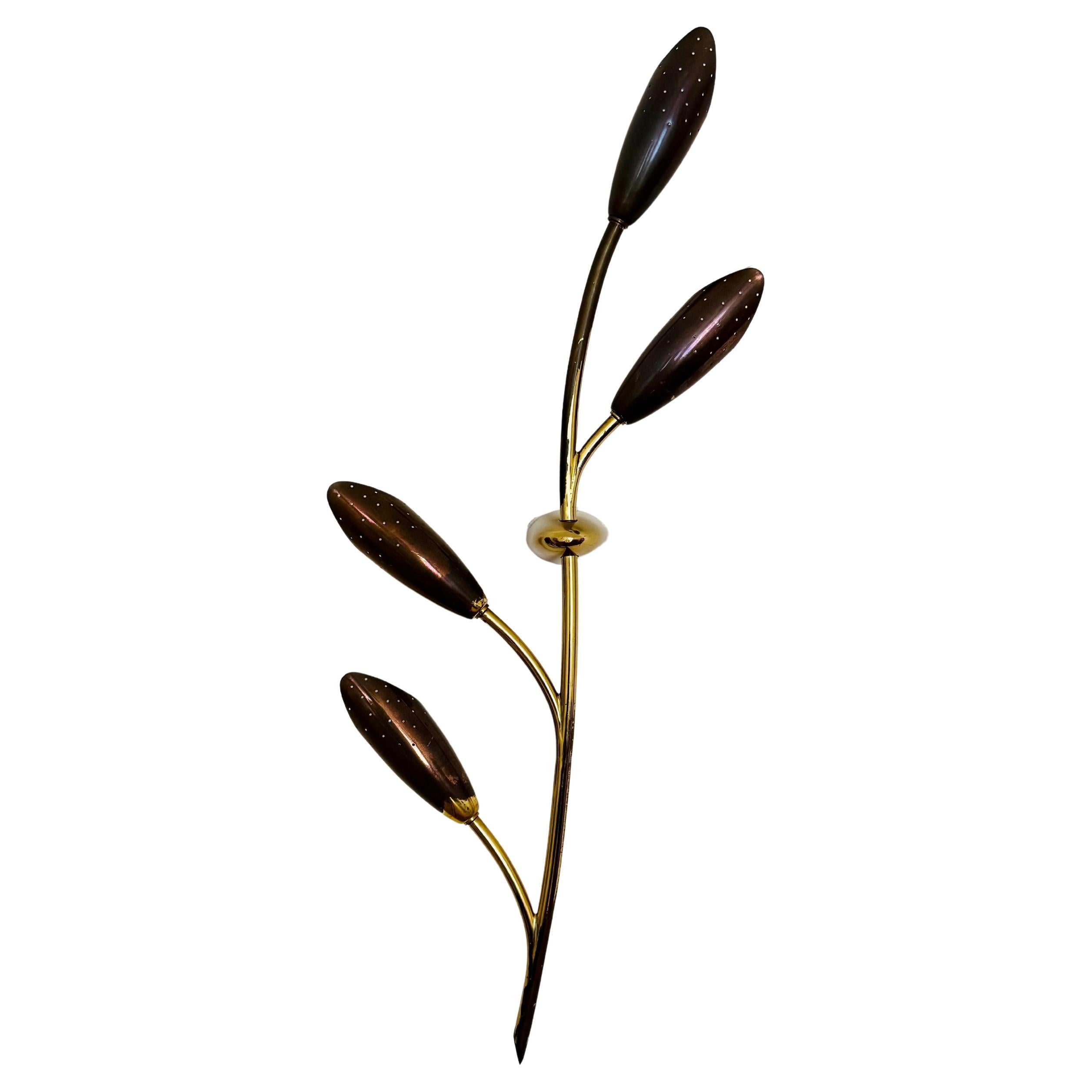 Floral Brass Wall Lamp by Rupert Nikoll