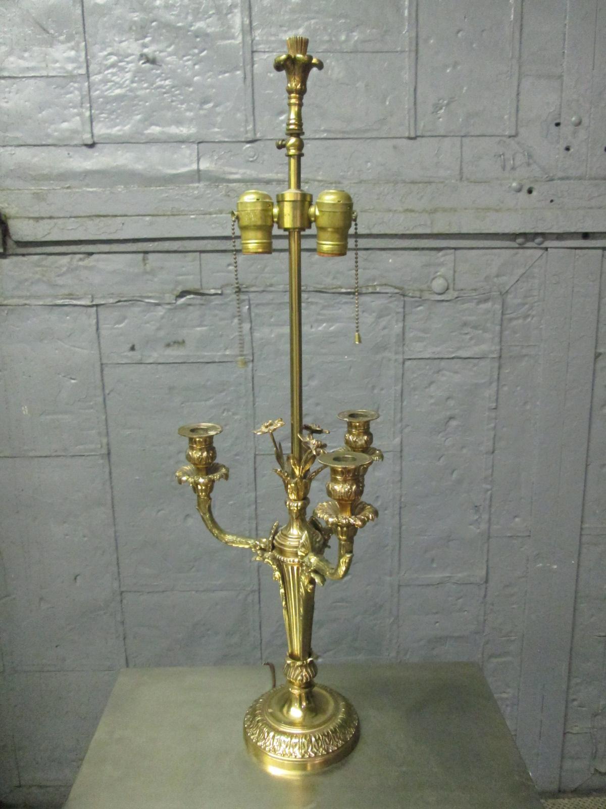 American Floral Bronze Lamp by Warren Kessler For Sale