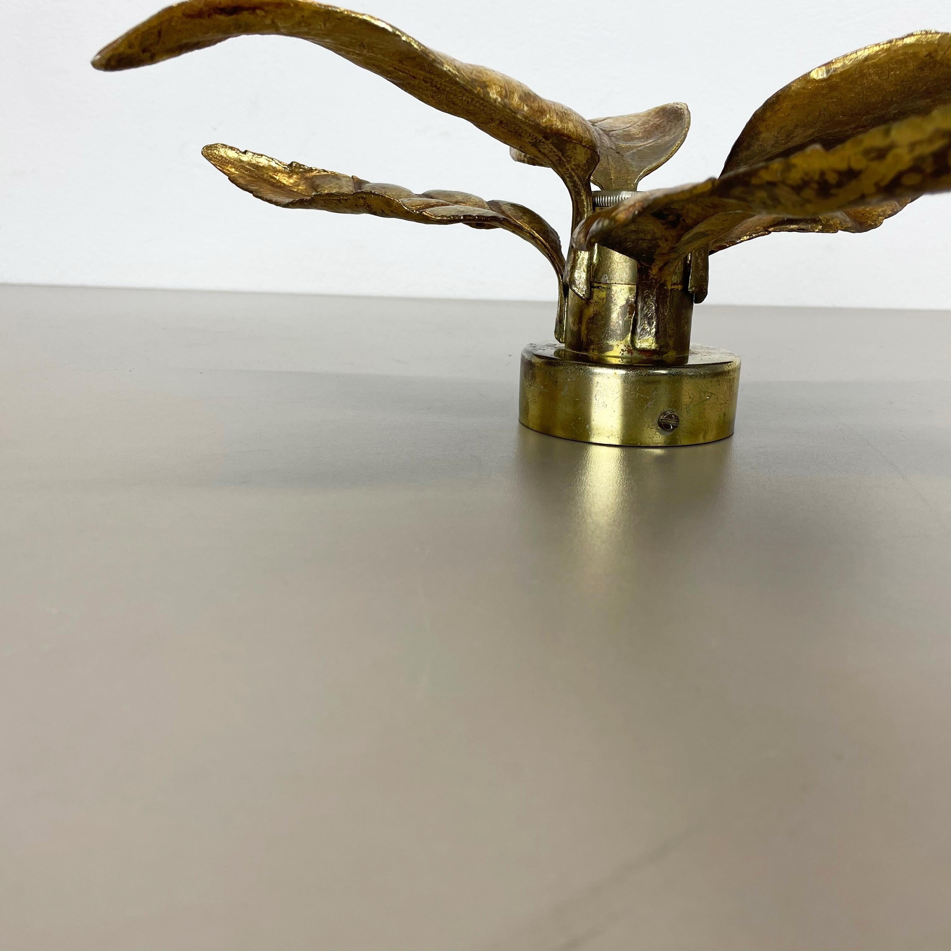 Floral Brutalist Brass Metal Wall Ceiling Light by Willy Daro Belgium, 1970s no2 For Sale 2
