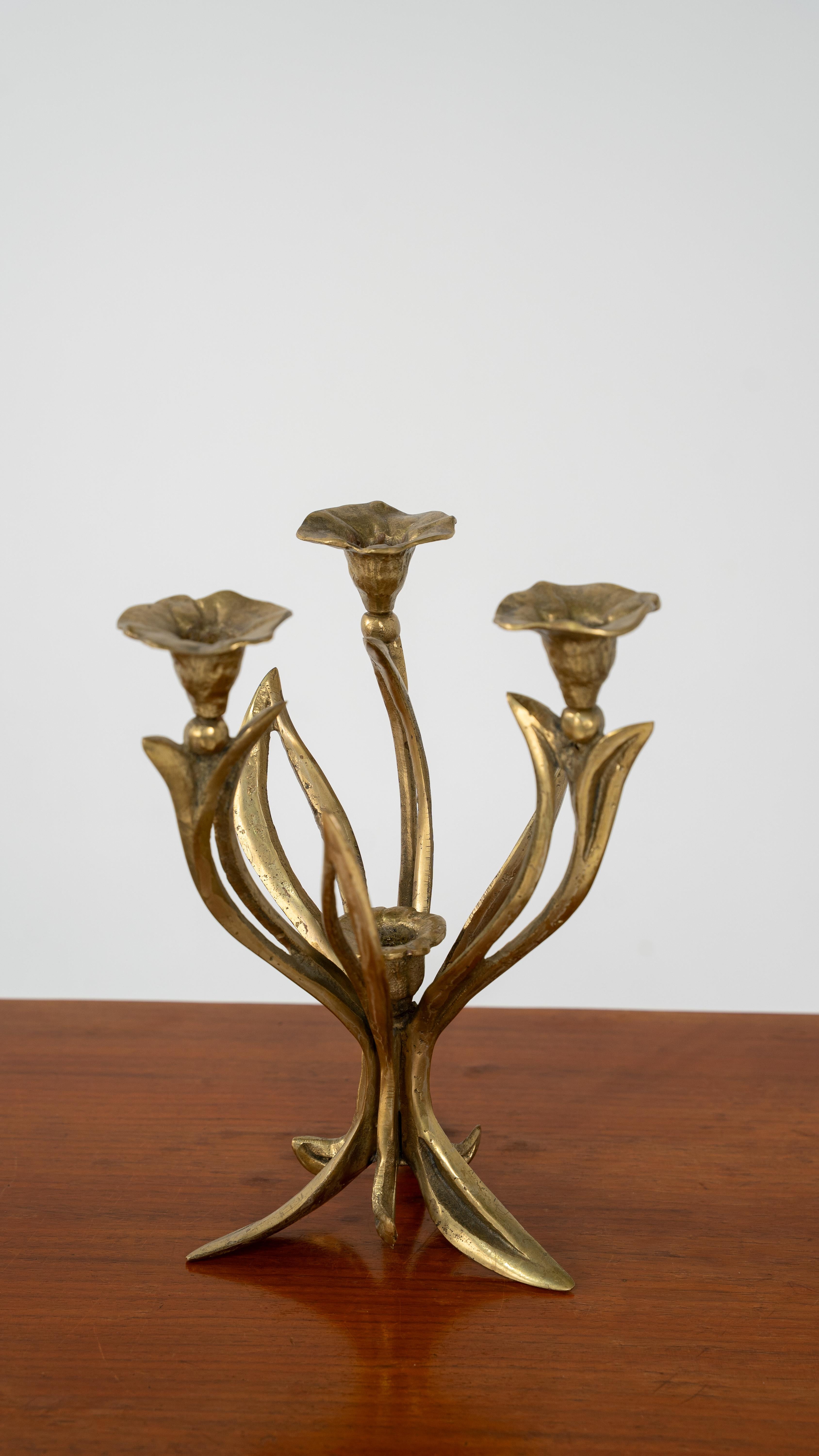 20th Century Floral Brutalist Candle Holder For Sale