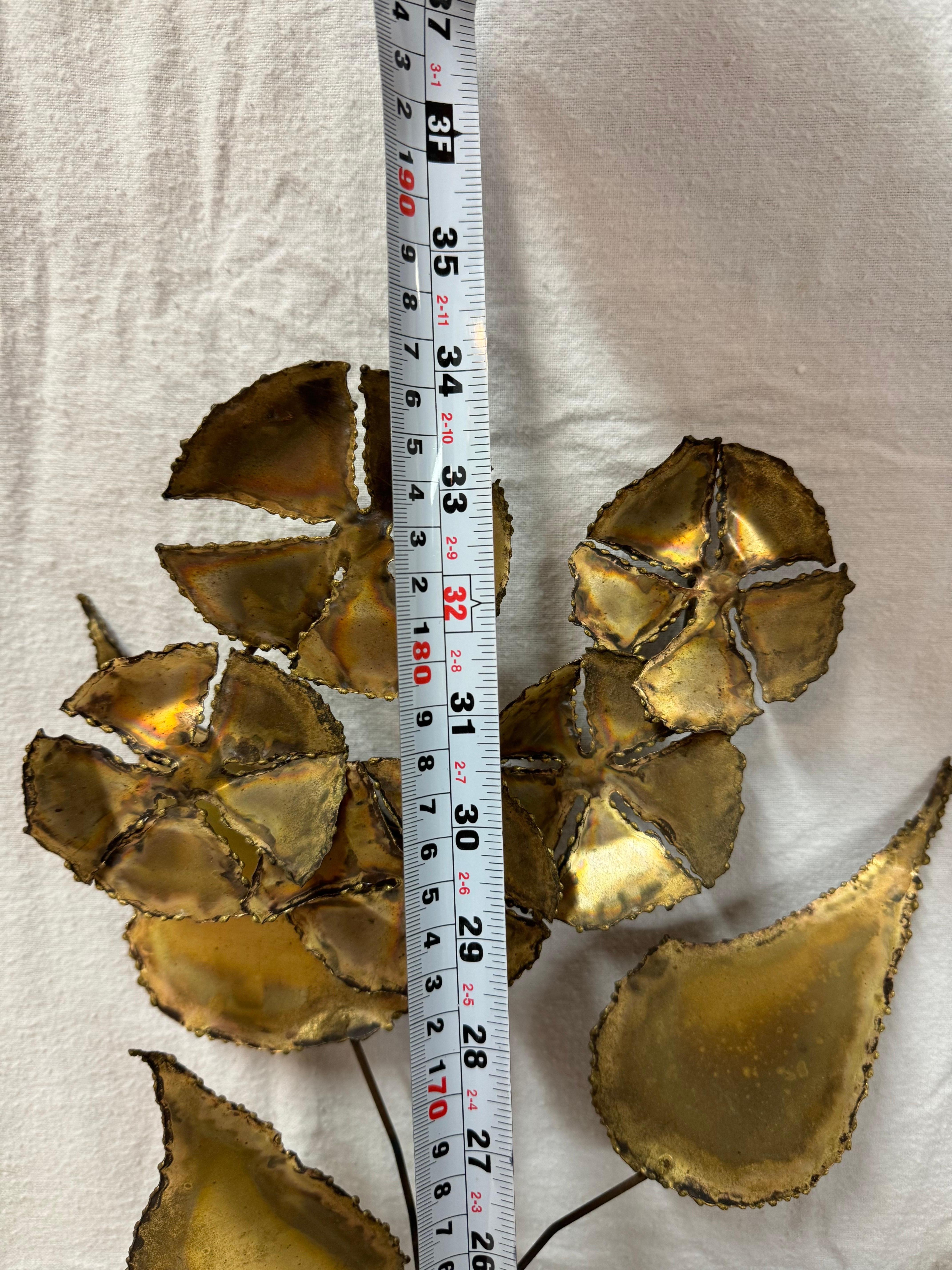 Floral Brutalist Gilt Wall Sculpture in the style of Curtis Jere For Sale 12