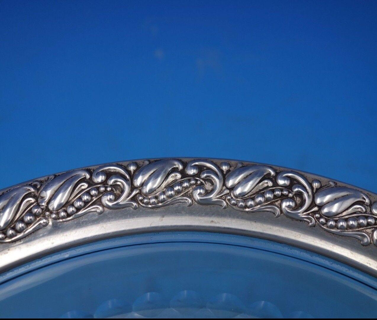 20th Century Floral by Webster Sterling Silver Cut Crystal Hors D'oeuvre Plate