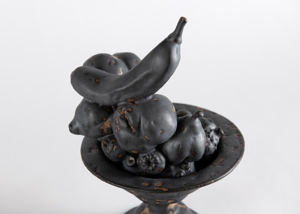 Floral-Keramik-Skulptur in Metallic-Glasur, Vereinigte Staaten (Glasiert) im Angebot