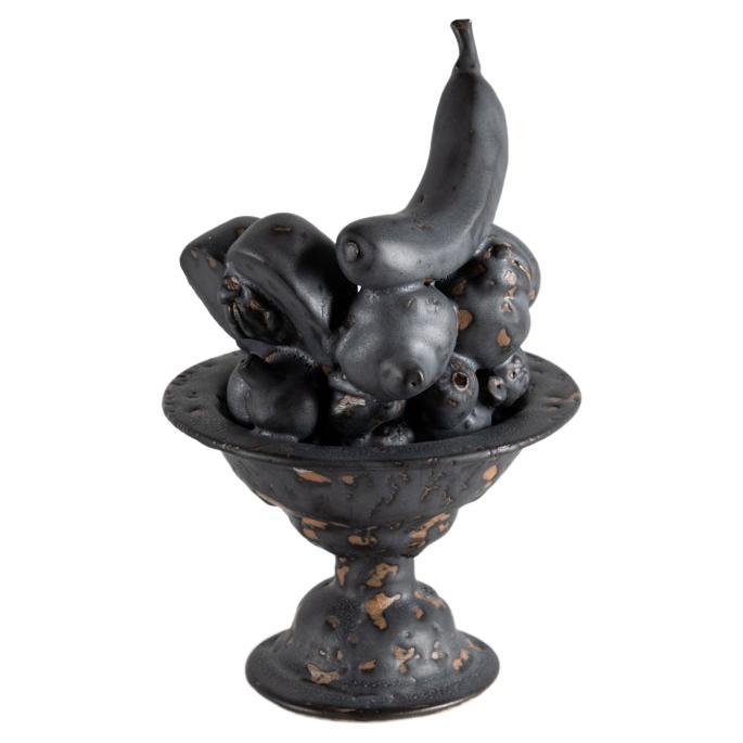 Floral-Keramik-Skulptur in Metallic-Glasur, Vereinigte Staaten
