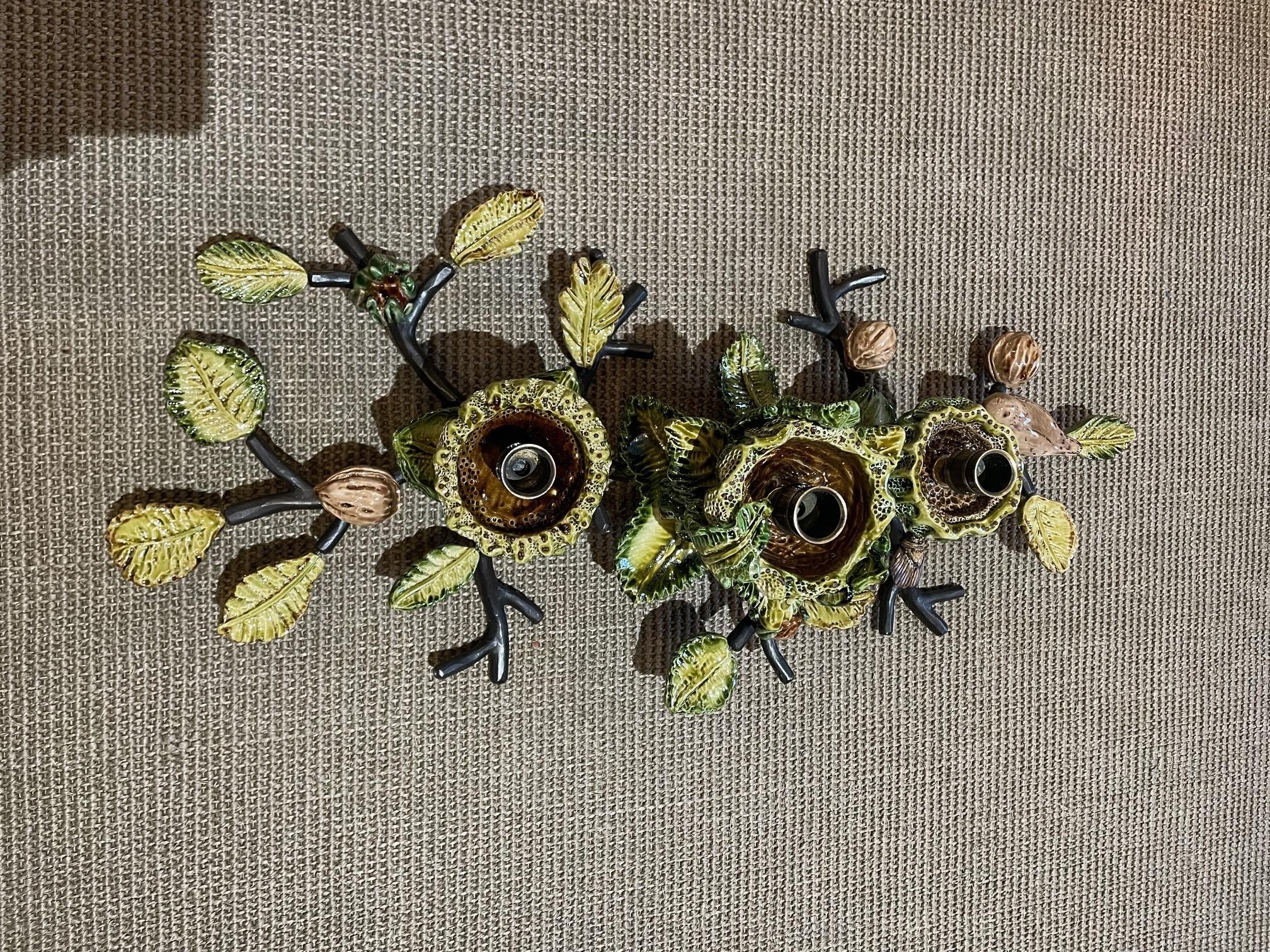 XXIe siècle et contemporain Chandeliers céramique à fleurs en vente