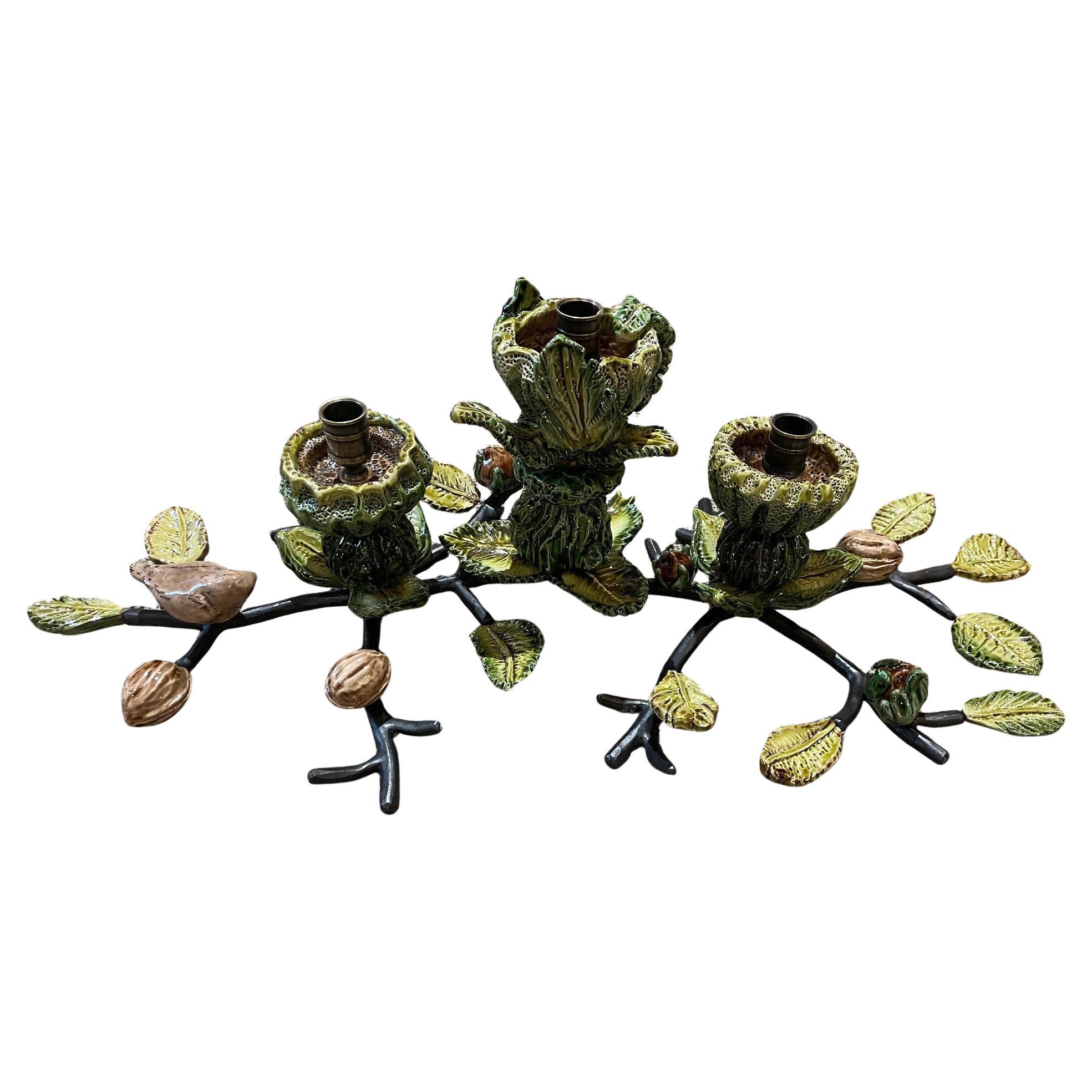 Floral Ceramics Candlesticks