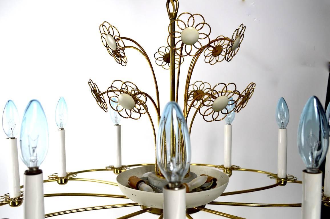 Mid-Century Modern Floral Chandelier by Lightolier after Tynell