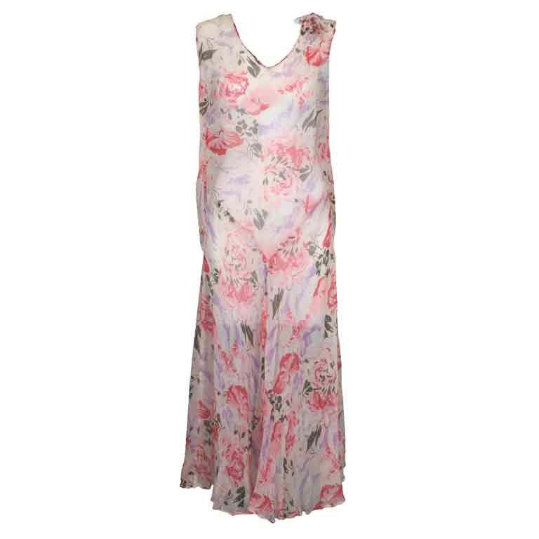Geblümtes Chiffon-Nachmittagskleid, 1920er Jahre