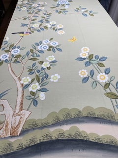 Floral Chinoiserie Wallpaper Hand Painted Wallpaper on Tea Paper, Accept Custom