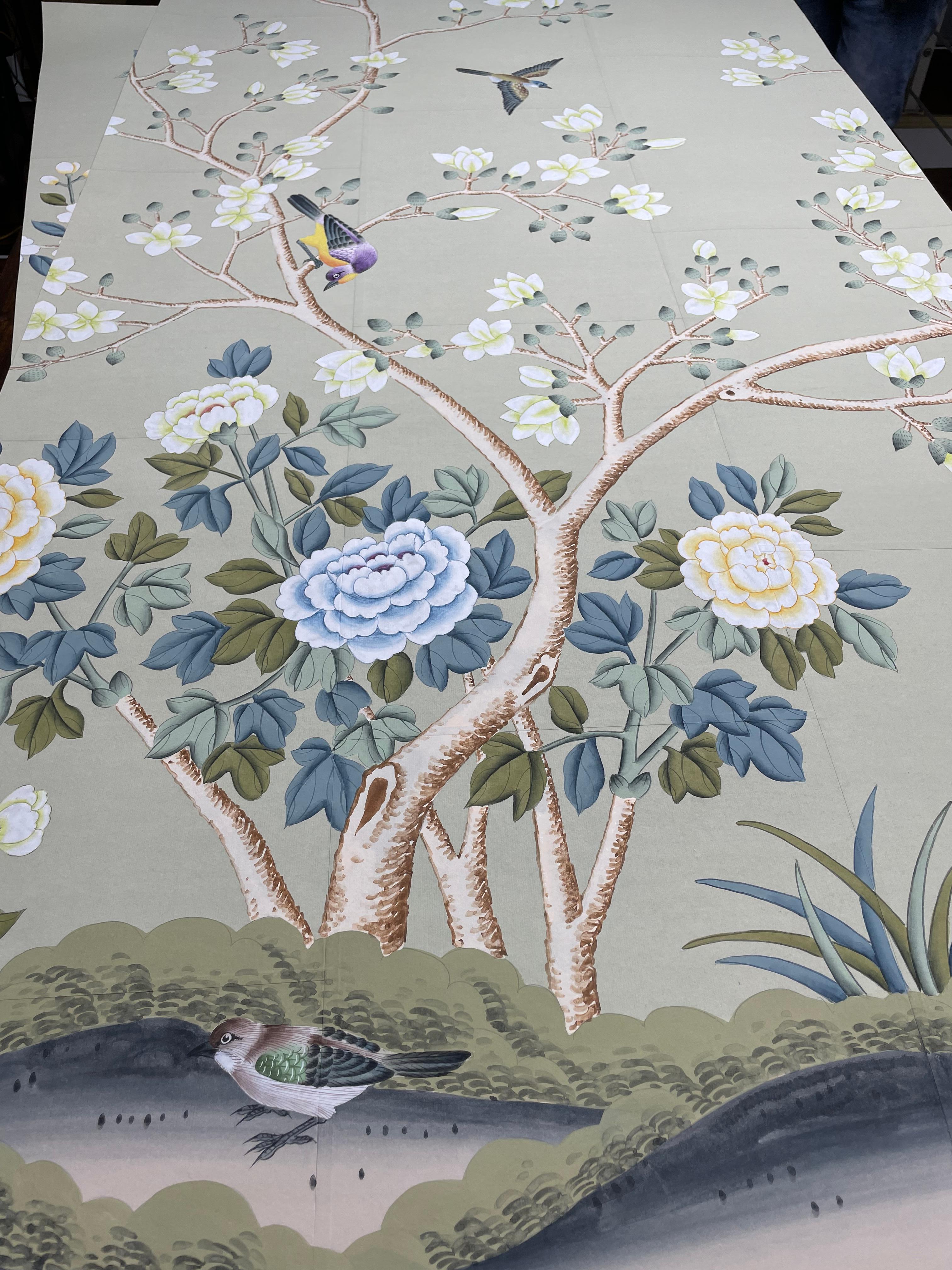 chinoiserie floral wallpaper
