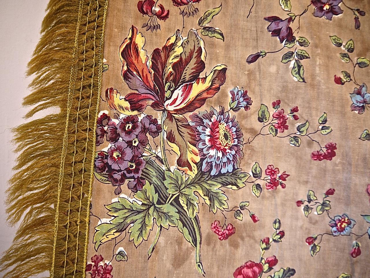 Floral Chintz Cotton Curtain, French, Early 19th Century 6