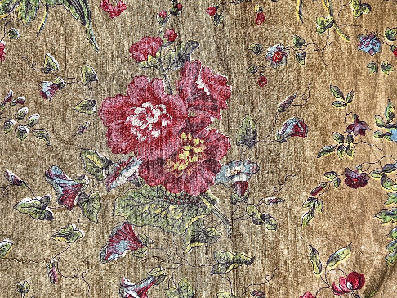 French Provincial Floral Chintz Cotton Curtain, French, Early 19th Century