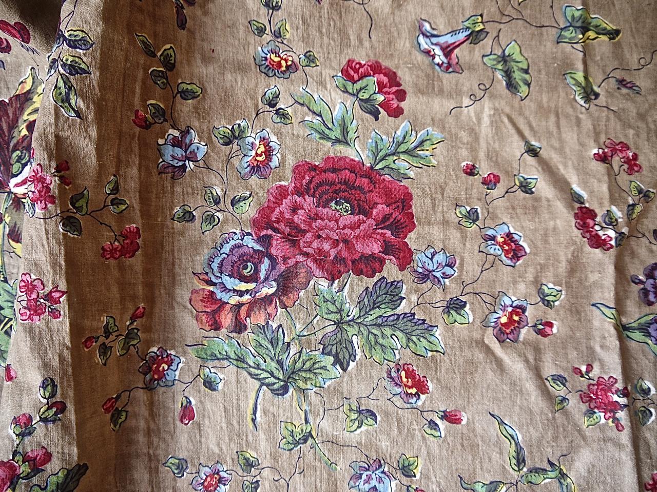 Floral Chintz Cotton Curtain, French, Early 19th Century In Good Condition In London, GB