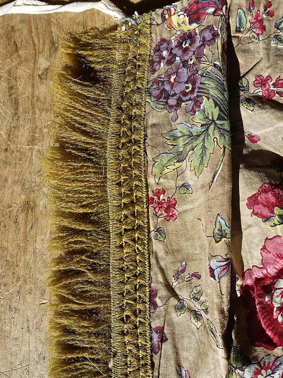 Floral Chintz Cotton Curtain, French, Early 19th Century 2
