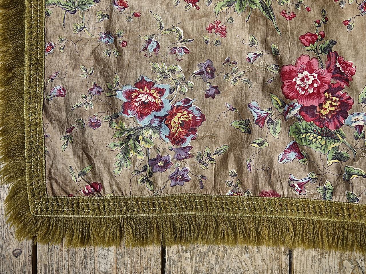 Floral Chintz Cotton Curtain, French, Early 19th Century 3