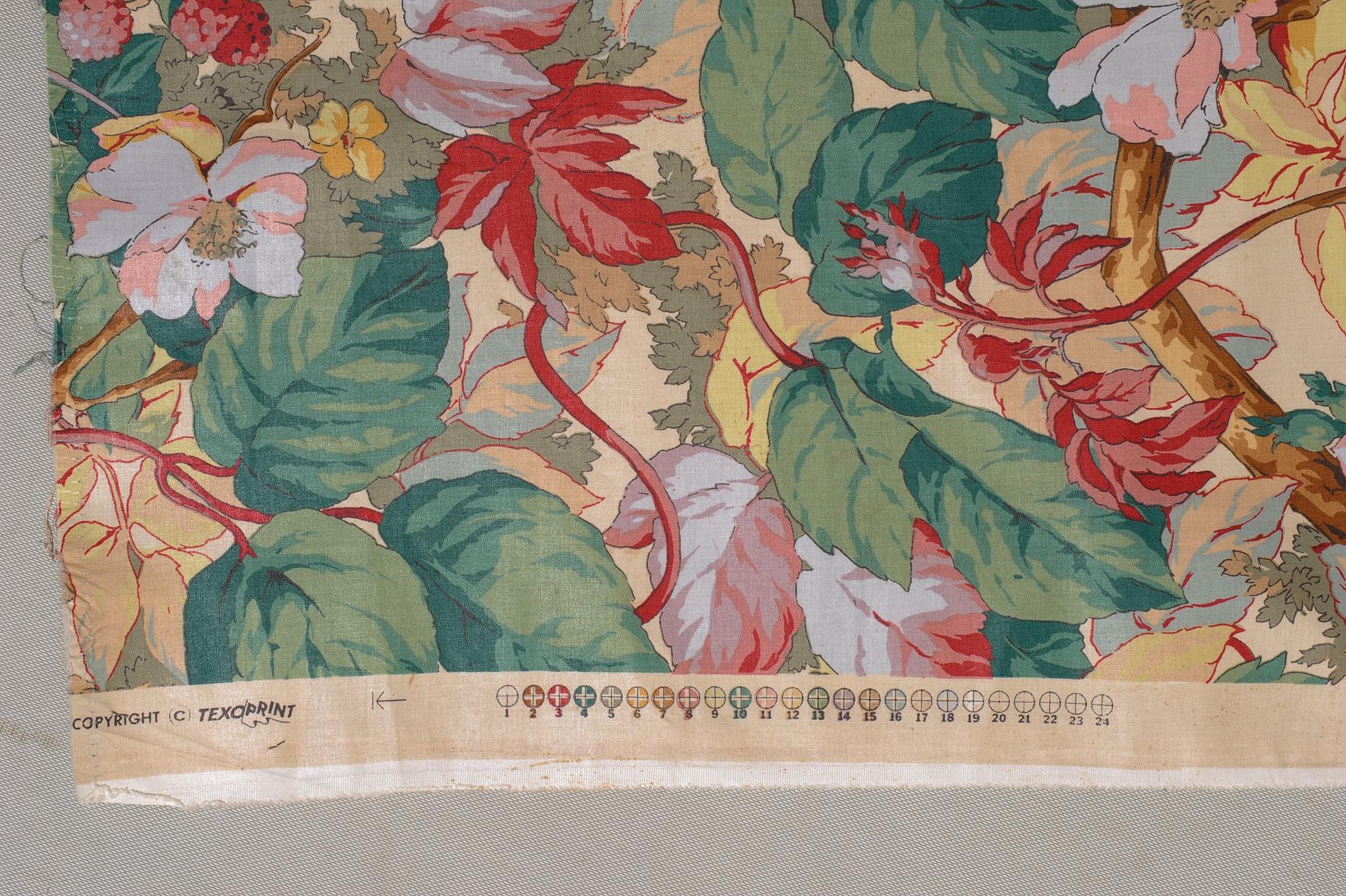 Machine-Made  Curtain Textile Fabric from Netherland : Floral Chintz For Sale
