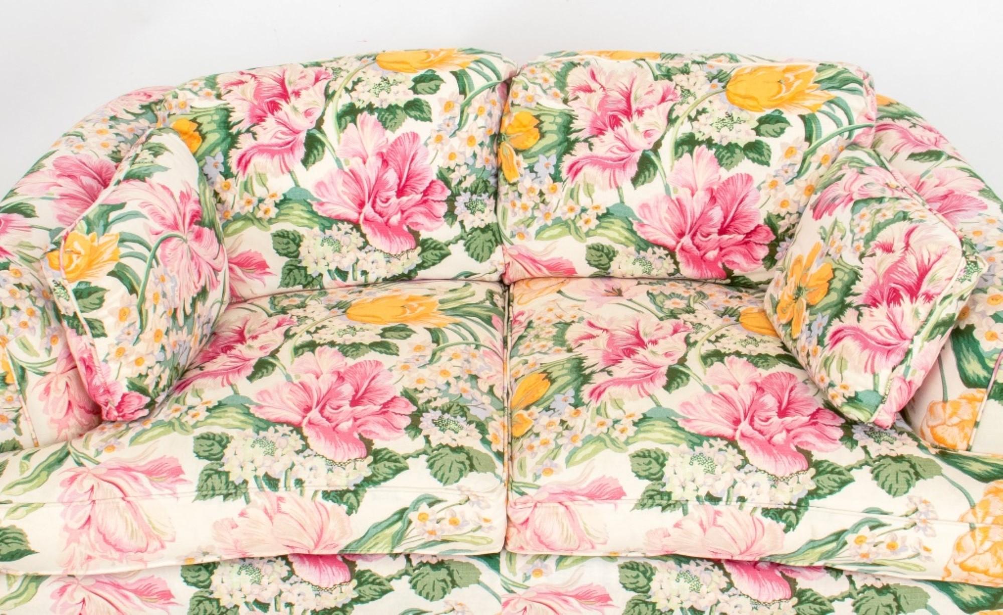 American Floral Chintz Slipcovered Upholstered Sofa For Sale