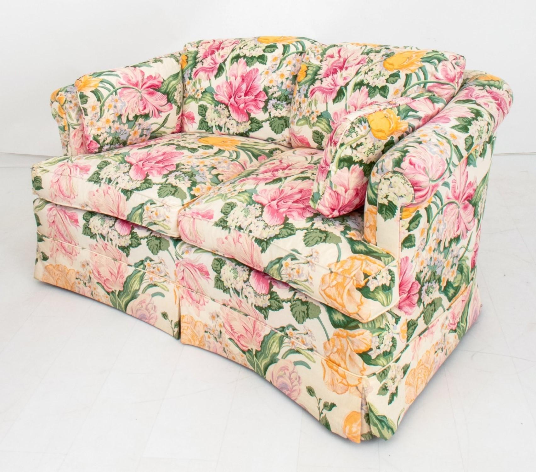 Upholstery Floral Chintz Slipcovered Upholstered Sofa For Sale